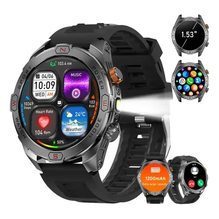 Reloj Inteligente Bluetooth Llamadas Brújula Negro Milanés