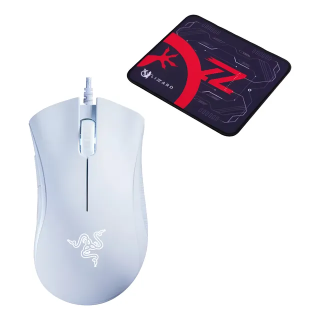 Kit Mouse Gamer Razer Deathadder Essential Blanco Y Mousepad