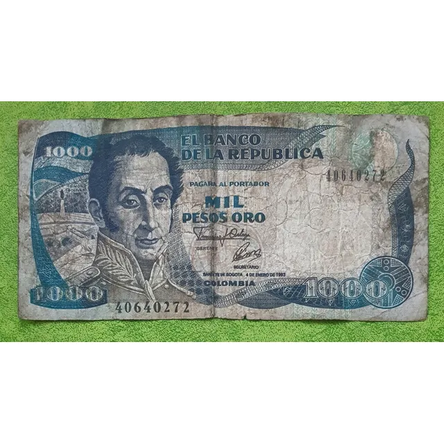 Billete De Mil Pesos Oro, Colombiano