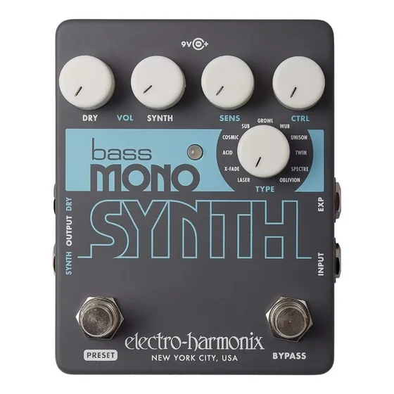 Pedal de efeito Electro-Harmonix Bass Mono Synth cinza