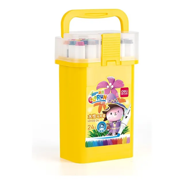 Plumones Doble Punta Cincel/redonda Deli 24pz Rotulador