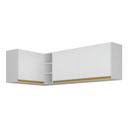 Kit Armário De Cozinha Aéreo Veneza Multimóveis Mp2148 Cor Branco/Dourado