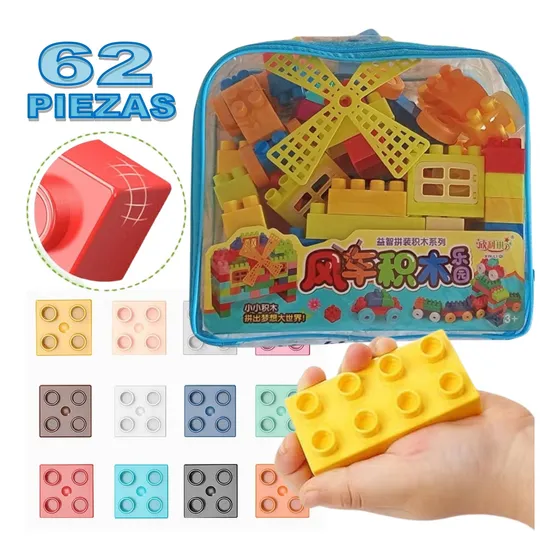 Juguete Juego De 62 Piezas De Bloques Para Armar De Niños