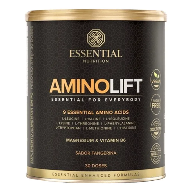 Aminolift 375g Essential Nutrition 30 Doses 9 Aminoácidos Sabor Tangerina