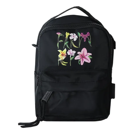 Mini Mochila Farm Borogodó Romance Em Flor Preta Cor Preto