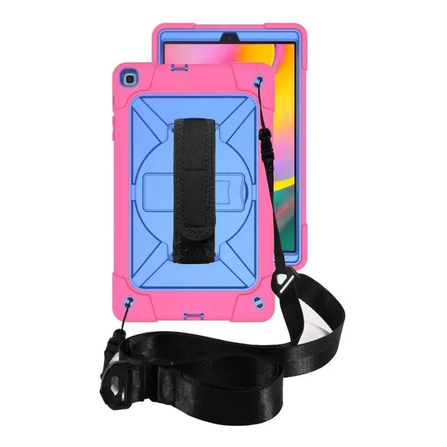 Funda Uso Rudo Correa Galaxy Tab A 10.1 2019 Sm-t510 T515 Color Rosa Con Azul