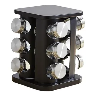 Porta Temperos E Condimentos GiratĂłrio Inox Preto 12 Potes Porta Temperos E Condimentos GiratĂłrio Inox Preto 12 Potes
