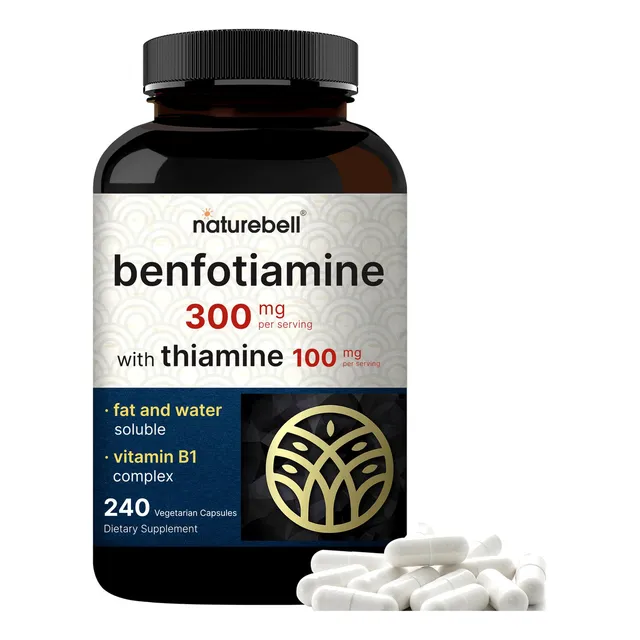 Suplemento de benfotiamina Naturebell de 300 mg con 100 mg de tiamina