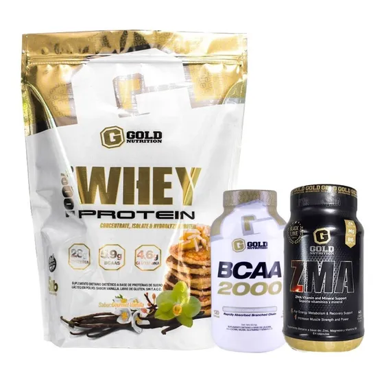 Whey Protein + Bcaa 2000 + Zma. Combo Gold Nutrition. Outlet