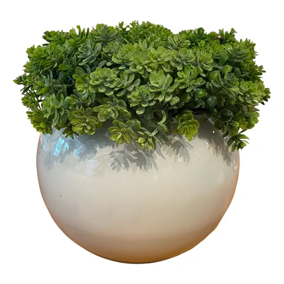 Arranjo Centro Mesa Florzinha Verde Artificial Vaso Branco