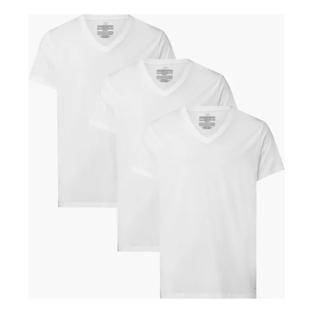 Paquete De 3 Camisetas Cuello Pico Blanco Calvin Klein