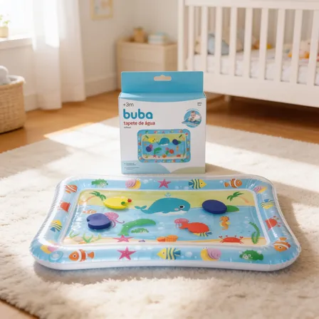 Tapete Infantil De Água Atividades Bebe Buba Dobrável Azul
