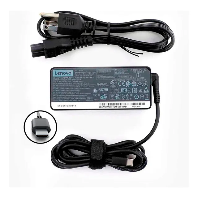 Cargador Lenovo C 65w 20v 3.25a Color Negro