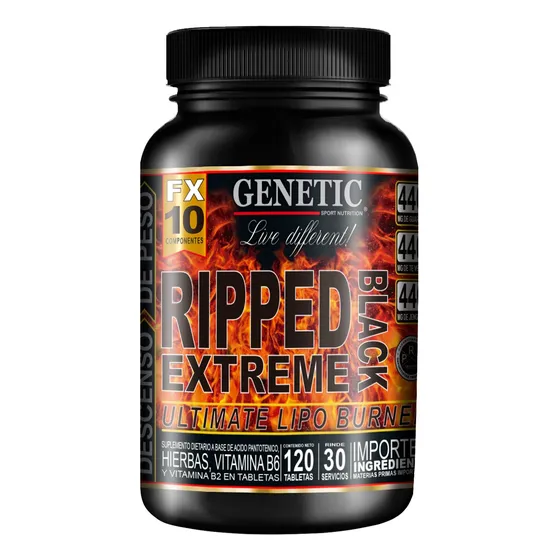 30 Días Ripped Black Genetic Quemador Grasa Sin Rebote Dieta