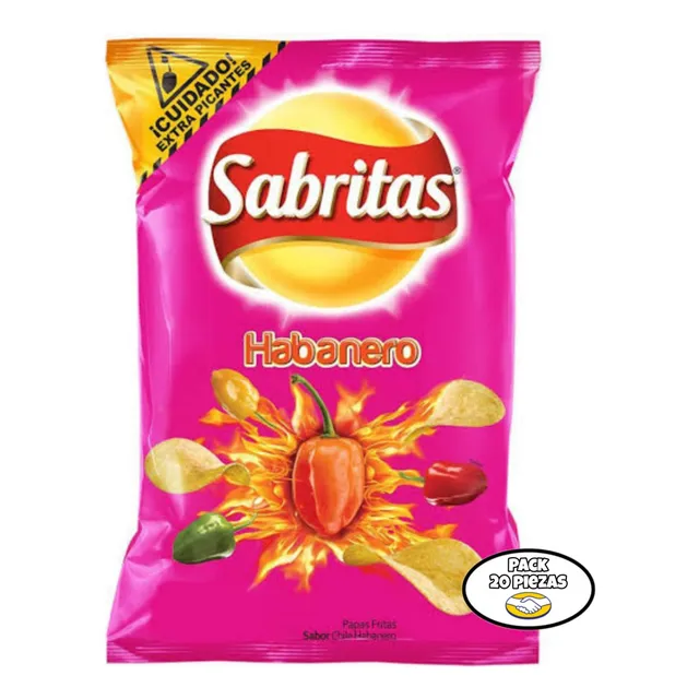Sabritas · Papas Fritas Sabor Chile Habanero Pack20 Botanas