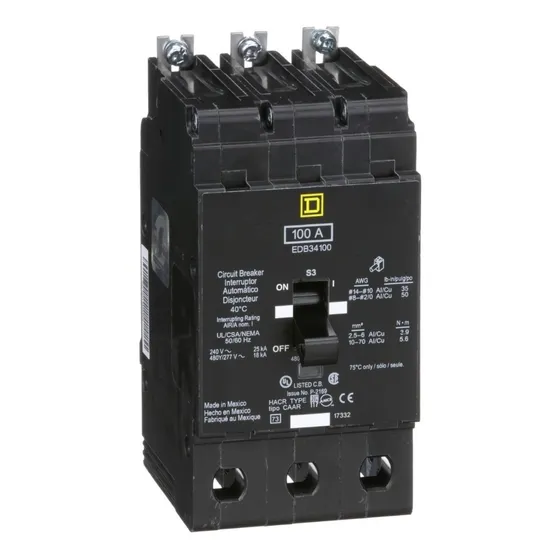Interruptor Atornillable Edb34100 Marco-e 3polos 100a Square