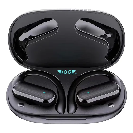 Fone De Ouvido Esportivo Sem Fio Com Gancho Luz Led Preto