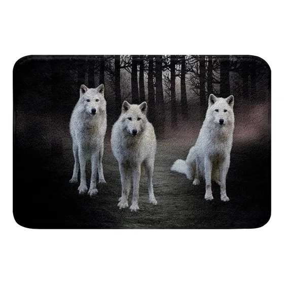Alfombra Baño Lobo Blanco Para Adolescente Antideslizante 20