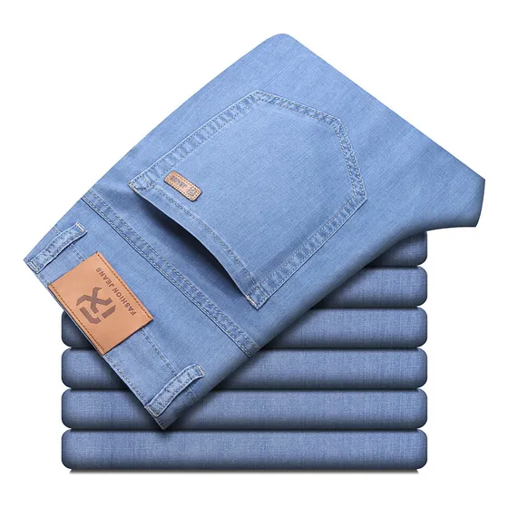 Vaqueros Holgados De Seda Helada Para Hombre, Casuales De Me