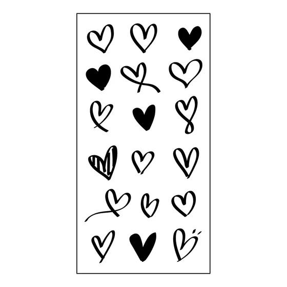 Kit Adesivos De Parede Corações Coração Sketch 54 Unid - M