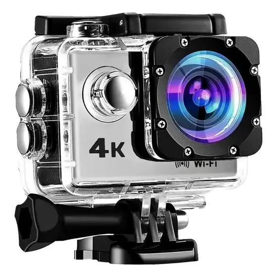 Cámara De Acción 4k Plata Para Deporte Acuático Y Accesorios
