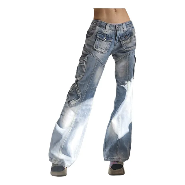Pantalon Vaquero Bolsillo Informal Cintura Alta Para Calle