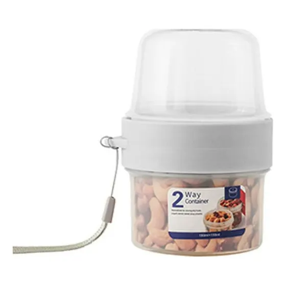 Pote Contenedor Doble Yogur Frutas Cereales Snack 360+310 Ml Color Transparente