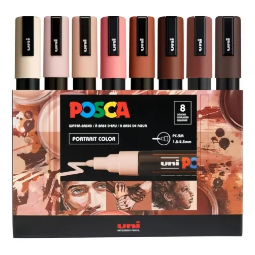 Madeshow Uni Posca 5m-8c Bolígrafos Para Colorear Retratos, Bolígrafos Para Colorear Retratos, Set De Bolígrafos Acrílicos Para Colorear Y Colorear