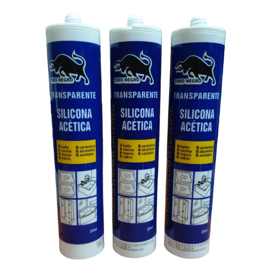 Silicona Acetica Transparente Sellante Tubo 280ml Pak 3unid