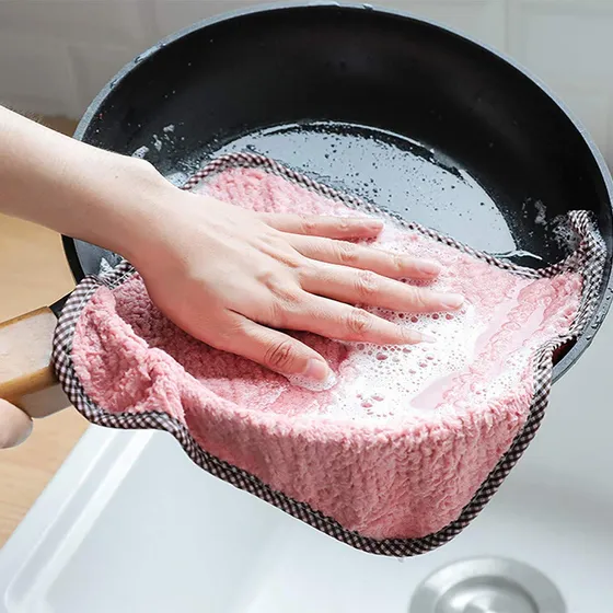 Toalla Cocina Paño Limpieza Reutilizabl Mano Suave Te Coral