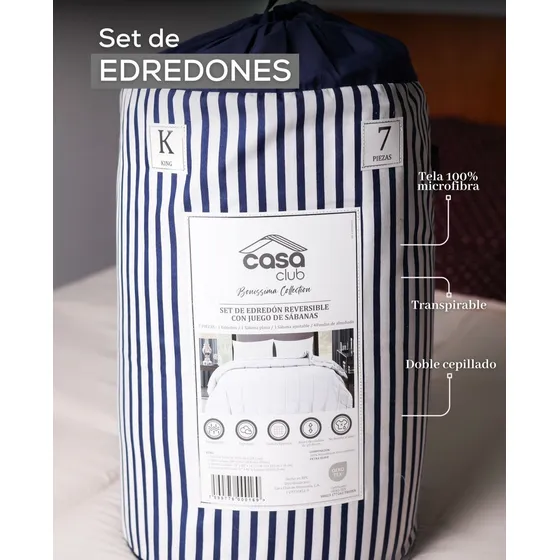 Edredón Premium Casa Club De Lujo King Con Sábanas, 7 Piezas