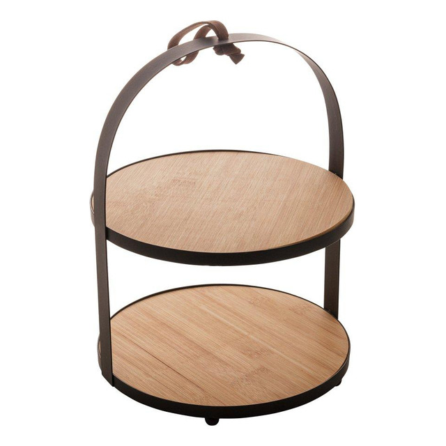 Suporte Para Doces 2 Andares Lyor De Bambu Natural 26cm Suporte Para Doces 2 Andares Lyor De Bambu Natural 26cm