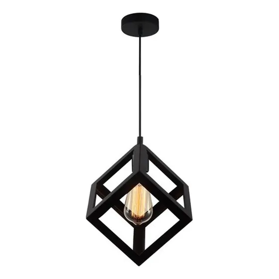 Lampara Decorativa Colgante Cubo Vintage + Bombillo