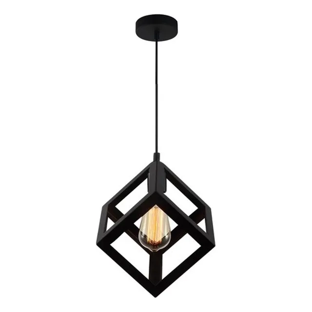 Lampara Decorativa Colgante Cubo Vintage + Bombillo