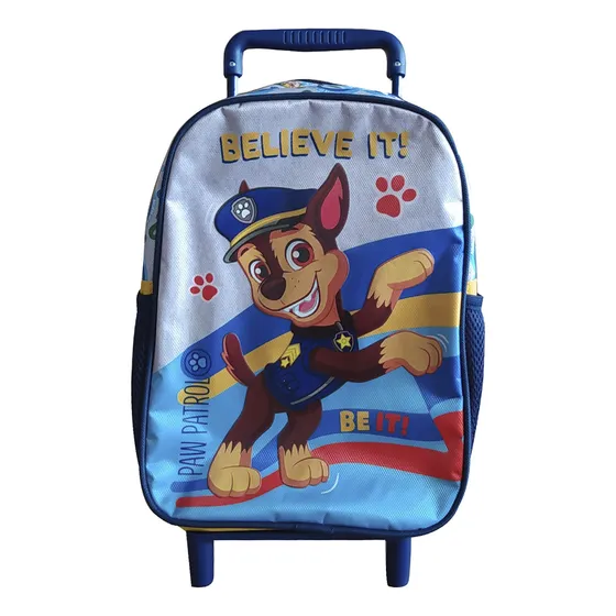 Mochila Infantil Paw Patrol Con Carro Mediana 30 X 23 Cm Color Gris Diseño De La Tela Liso