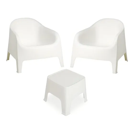 Set 2 Sillones De Jardín Exterior Plástico Skarpo Color Blanco Liso