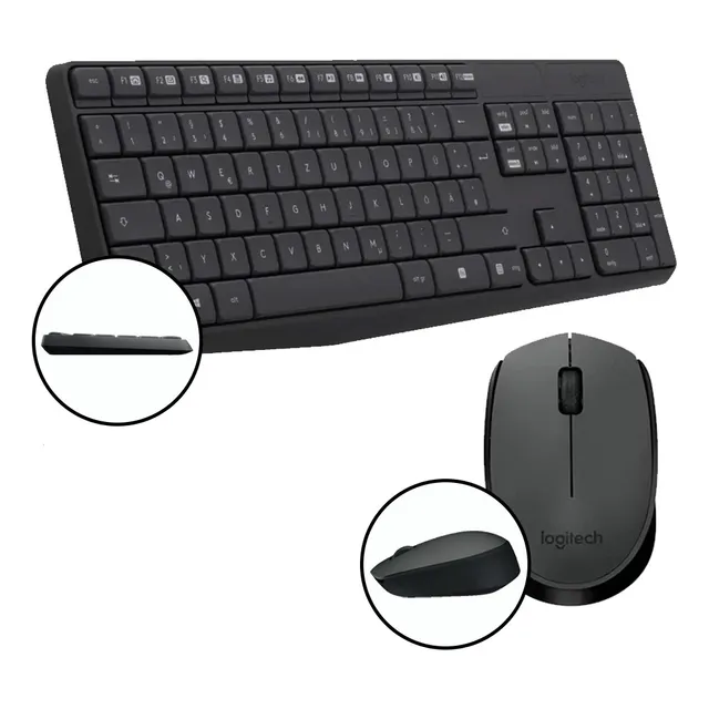 Kit De Teclado Y Mouse Inalámbrico Logitech Mk235 Negro.