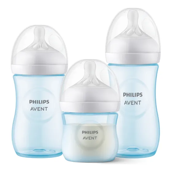 Set X 3 Teteros Natural 3.0 De 4,9 Y 11 Onz Avent Scd838/29 Color Azul claro Clásico
