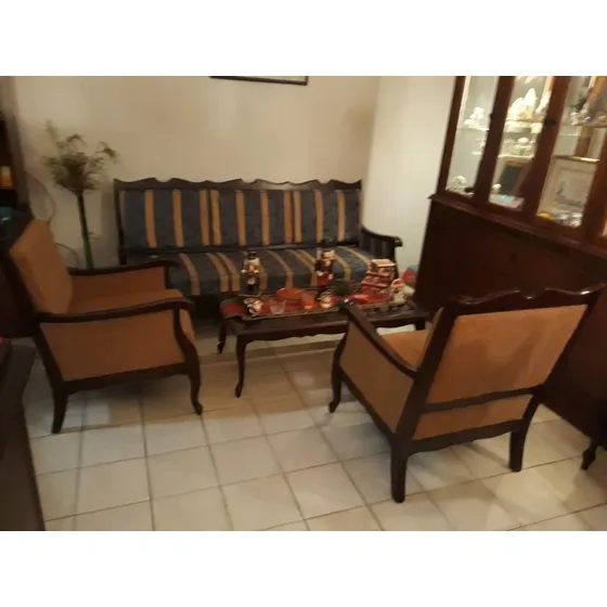Sears Provenzal Juego De Sala Chenille Beige Y Azul