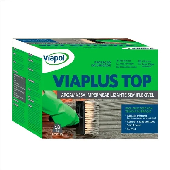 Viaplus Top 1000 Impermeabilizante Viapol de 18 kg = Sika Top Cor Cinza