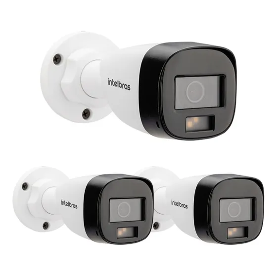 Kit 3 Câmeras 2 Megapixels 20m Vhd 1220 Full Color Intelbras Cor Branco