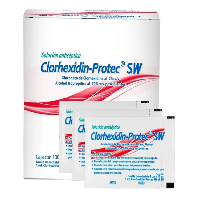 Toallas Antisepticas Gluconato De Clorhexidina 2% Y Al. 70%