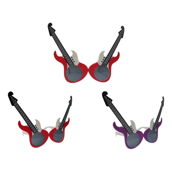 Combo Anteojo Guitarra X3 Musica Cotillon Rock Disfraz