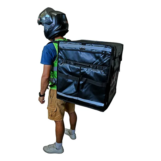 Mochila Térmica Tipo Uber Rappi Deli Impermeable Lona Fuerte Color Negro