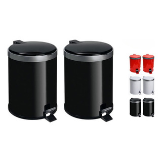 Kit Lixeira Cozinha Pedal 12 Litros Plástico Cesto Lixo 2 Un Cor Preto Kit Lixeira Cozinha Pedal 12 Litros Plástico Cesto Lixo 2 Un Cor Preto