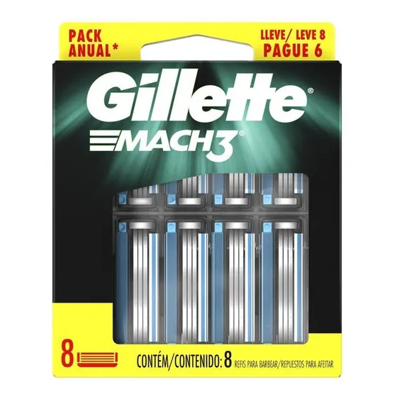 Carga para Aparelho Gillette Mach3 Leve 8 Pague 6