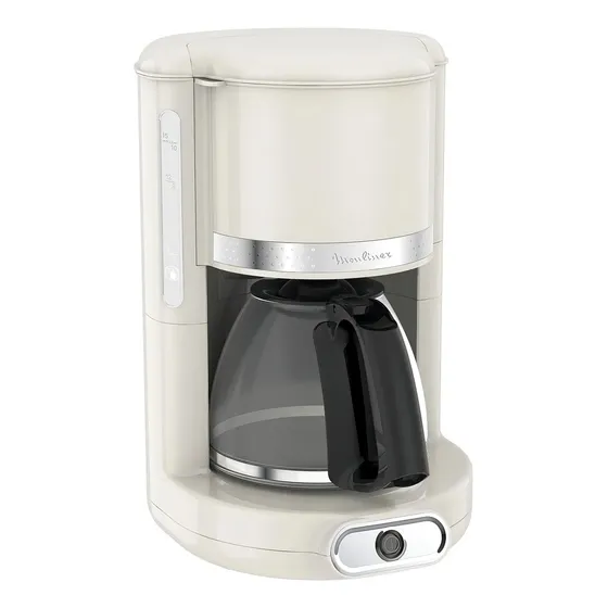Moulinex Cafetera filtro Soleil FG381A Vintage 1000 W, 1,25 L, Jarra De Cristal, Sistema Antigoteo, Apagado Automático, Fácil Almacenamiento, Color Marfil