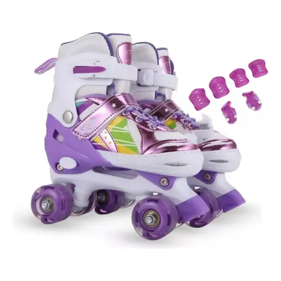 Patines De 4 Ruedas Para Niños Ajustables Con Kit Proteccion