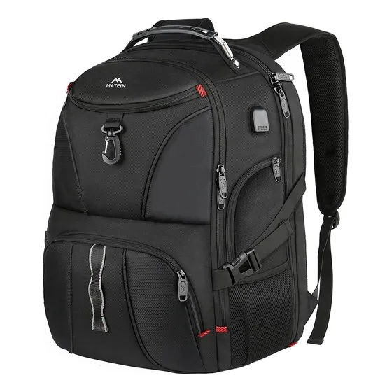 Mochila De Viaje Matein 1211 Para Laptop De 17 Pulgadas De Hombre Y Mujer Para Escolar Impermeable Y Antirrobo Negra