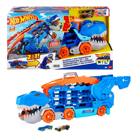 Hot Wheels City Pista De Juguete Súper Remolque De T-rex Color Multicolor